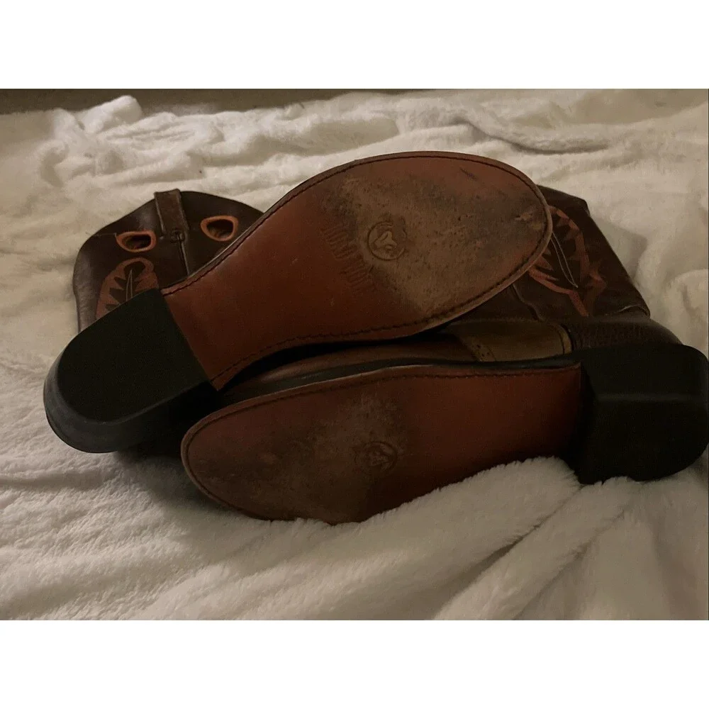 Road Wolf Men’s 11.5 Cowboy Boots – Brown Western Rodeo Leather